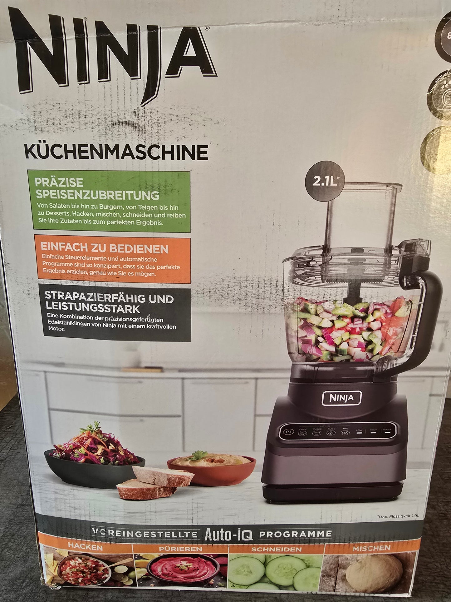 Ninja Küchenmaschine mit 4 Programmen, 2,1l 850W