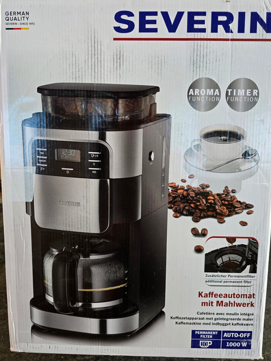 SEVERIN Kaffeemaschine mit Mahlwerk, Glaskanne und Timer-Funktion